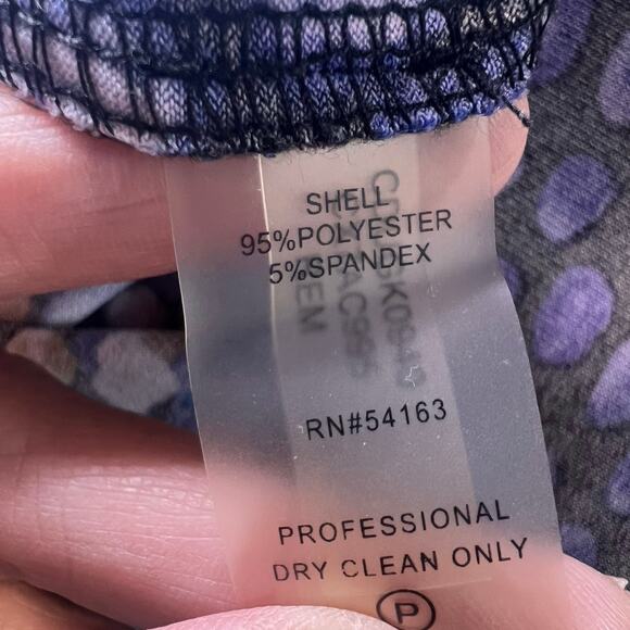 Calvin Klein Faux Wrap Dress Plus Size 18W Blue Colorful Dot Print Ruched Jersey - Picture 15 of 15